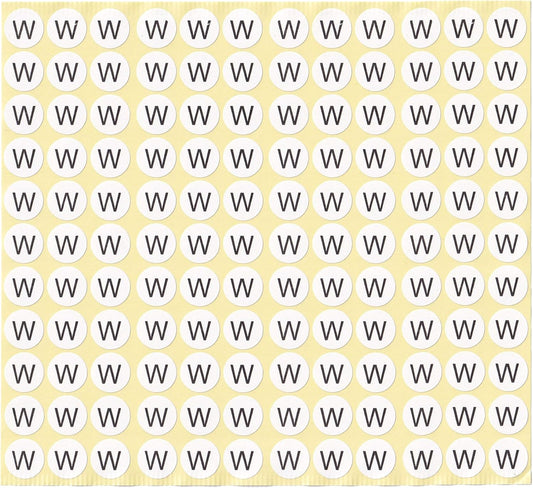 dealzEpic - Alphabet Stickers of The Letter W - Small Round Paper Self-Adhesive Peel and Stick Letter Labels - Set of 15 Sheets