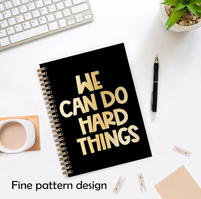 Blank Preppy Motivational Inspirational Notebook-We Can Do Hard Things Spiral Journal 5.5x8.3,Positive Gifts Spiral Notebookf or Work Office School Kids Student Teacher,Journal for Women