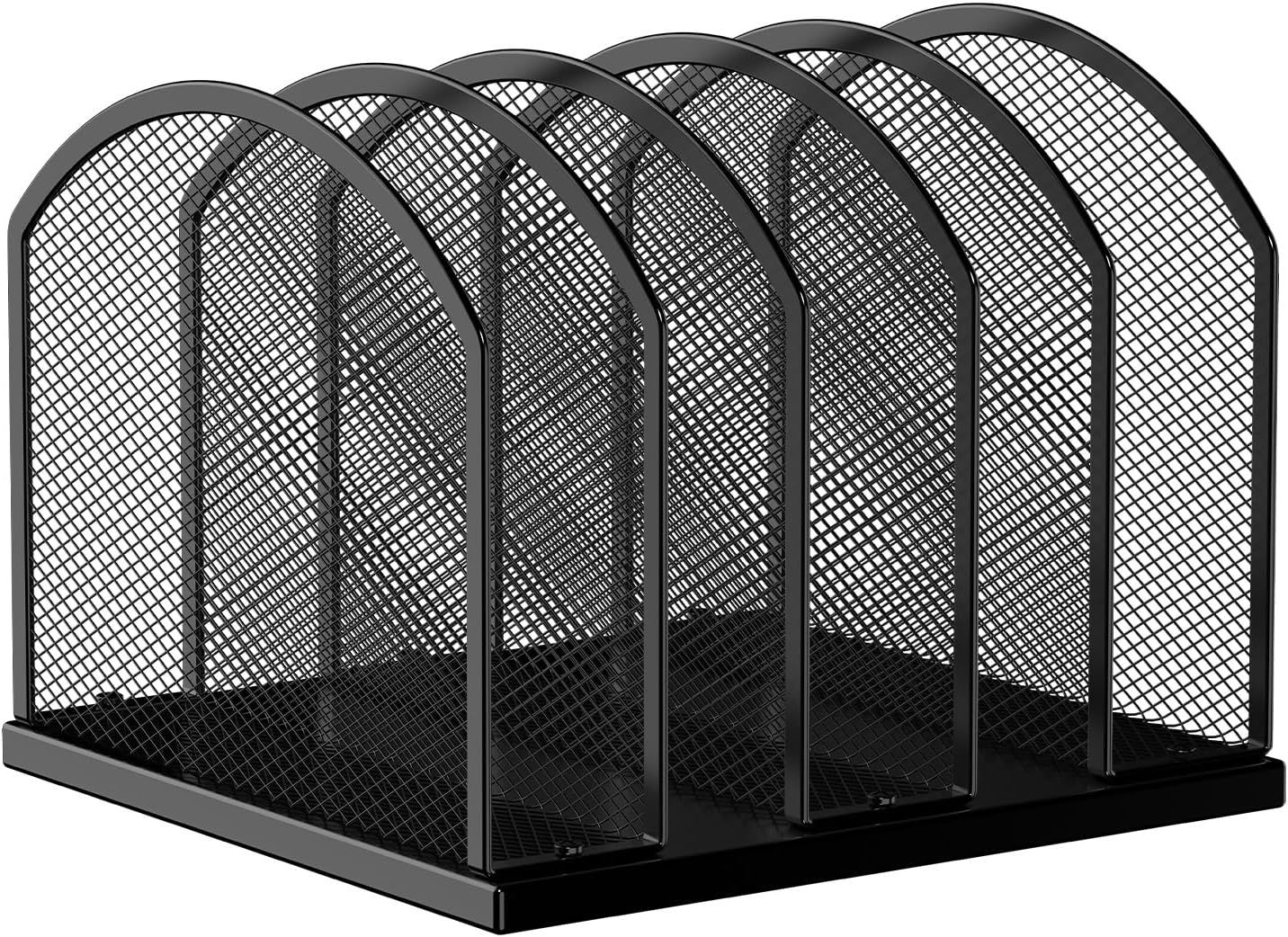 5-Section Vertical Desktop Organizer, 5-Section Mesh File Folder Stand Sorter for Office Home Classroom Organization (2, Black)