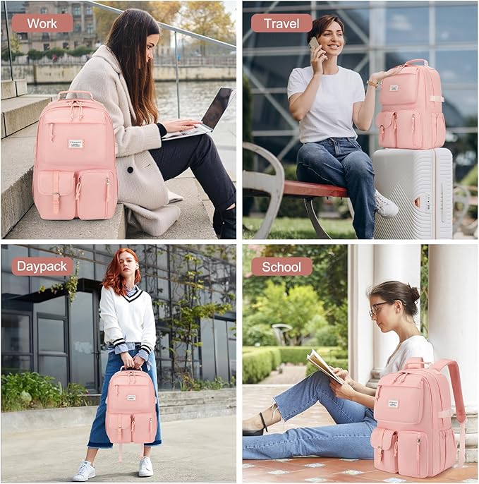 School Laptop Backpack for Girls Bookbag: Large Capacity Elementary Middle High School Book Bag 15.6 Inch Casual College Backpacks Waterproof Travel Back Pack Student Bookbags for Teen Kids Boys Women