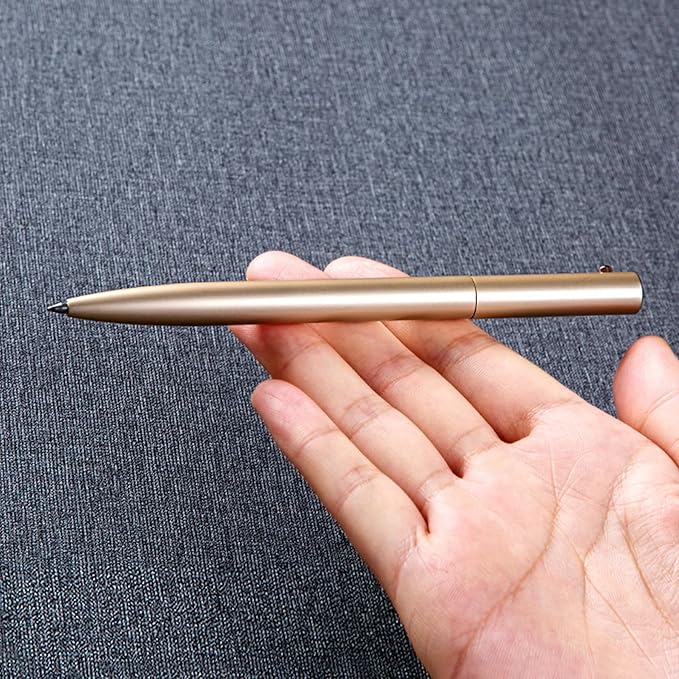 DUNBONG Retractable Metal Gel Pen, 0.5mm Medium Point Ballpoint Pens, Black Gel Ink (Black)