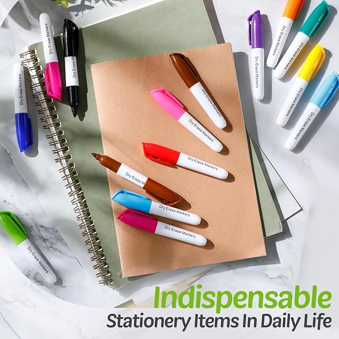 PerKoop 72 Pcs Mini Dry Erase Markers Fine Tip 3.5 Inch Erasable Whiteboard Markers with Cap Clips Low Odor Dry Erase Pen for School Office, Assorted Colors