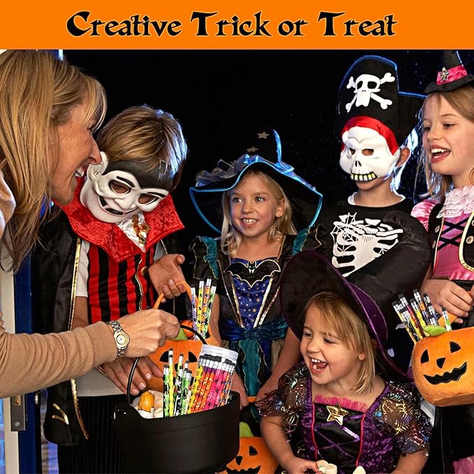 50Pcs Halloween Pencils Kids Colored Pencils with Erasers Assorted Pattern Pencils for Halloween Gifts Party Favors Trick or Treat Halloween Goodies Bags Filler Classroom Rewards for Child Adult
