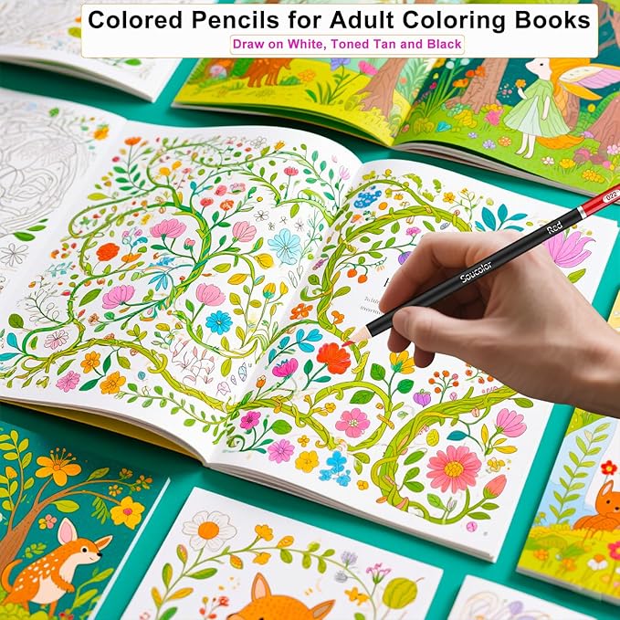 Soucolor 72-Color Colored Pencils for Adult Coloring Books, Soft Core Color Pencil Set for Kids Art Supplies, Coloring Pencils for Adult Blending Shading Drawing, Stocking Stuffers for Teen Girl Gifts