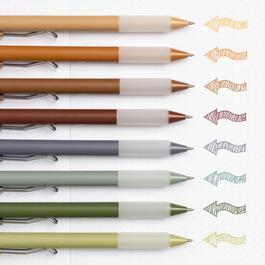BLIEVE Gel Pens - Earthy, Matte Finish, Smooth Writing, No Bleed - For Journaling, Bible Notes, Drawing - Cute School Supplies, 8 Pack
