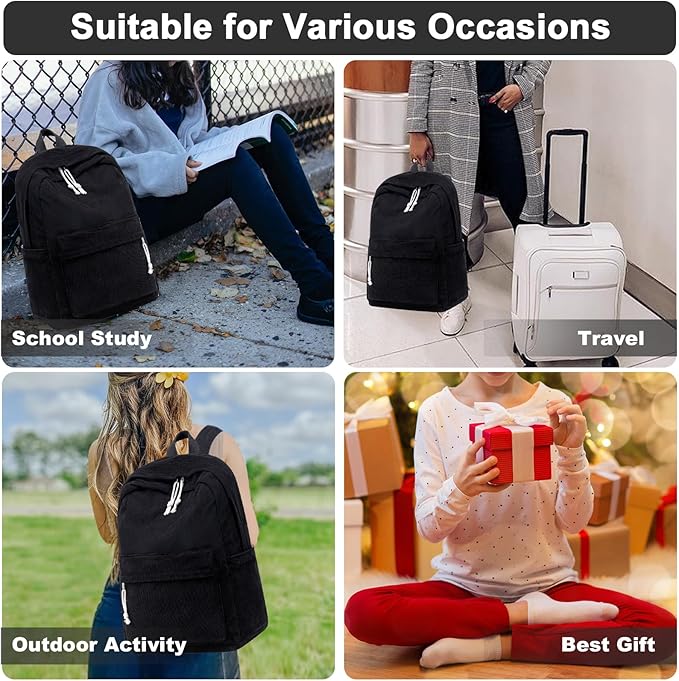 School Backpack for Teens Large Corduroy Bookbag Lightweight 15.6 inch Laptop Bag for Girls Women Casual High School College