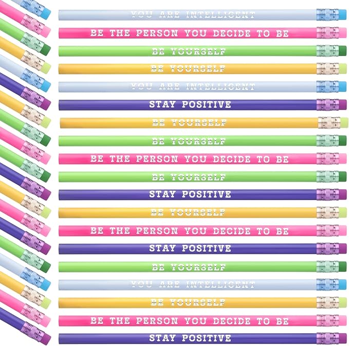Epakh 100 Pcs Inspirational Pencils Color Changing Pencils Bulk with Eraser HB Wooden Pens Gift for Kids Back to School Gift for Classroom, Student Reward(Bright Colors,Classic Style)