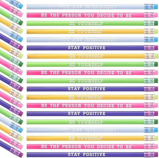 Epakh 100 Pcs Inspirational Pencils Color Changing Pencils Bulk with Eraser HB Wooden Pens Gift for Kids Back to School Gift for Classroom, Student Reward(Bright Colors,Classic Style)