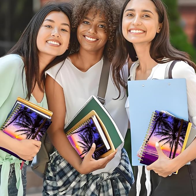 Spiral Journal Notebook, A5 Cute Notebooks for Women Men, College Ruled Hardcover Notebook for Work & Note Taking, 60 Pages Double-Wire Journals for Writing, Sunset Purple