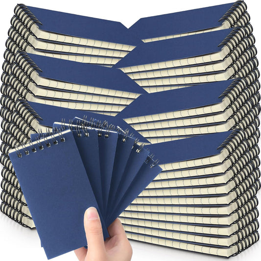 Tenceur 100 Pcs Pocket Notebook Bulk Small 3x5 Inch Spiral Notepads Mini Top Bound Notebook with Lined 120 Pages Ruled Memo Pads for Office College Nurse Essentials Back to School Gift (Blue)