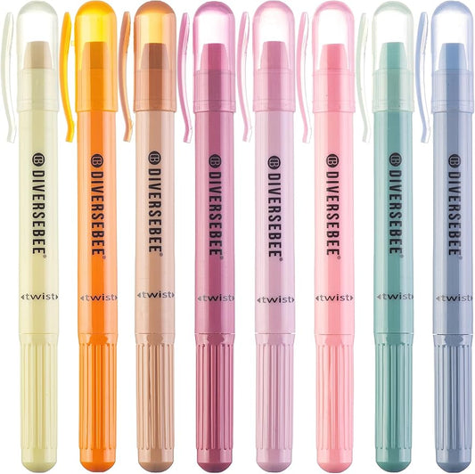 DIVERSEBEE Bible Highlighters and Pens No Bleed, 8 Pack Assorted Colors Gel Highlighters Set, Cute Bible Markers Study Journaling School Supplies and Accessories (Vintage)