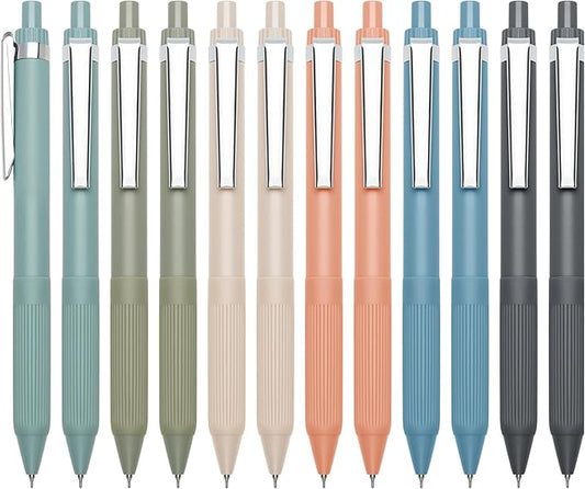 Linbsunne Gel Pens Black Ink Pens for Office 0.5mm Fine Point Pens Smooth Writing Retractable Work Pen (Metal clip-12 pcs)