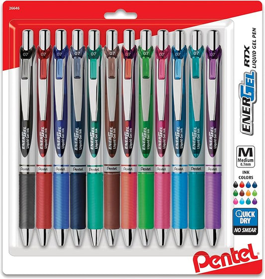 Pentel EnerGel RTX Gel Pens, Assorted Ink