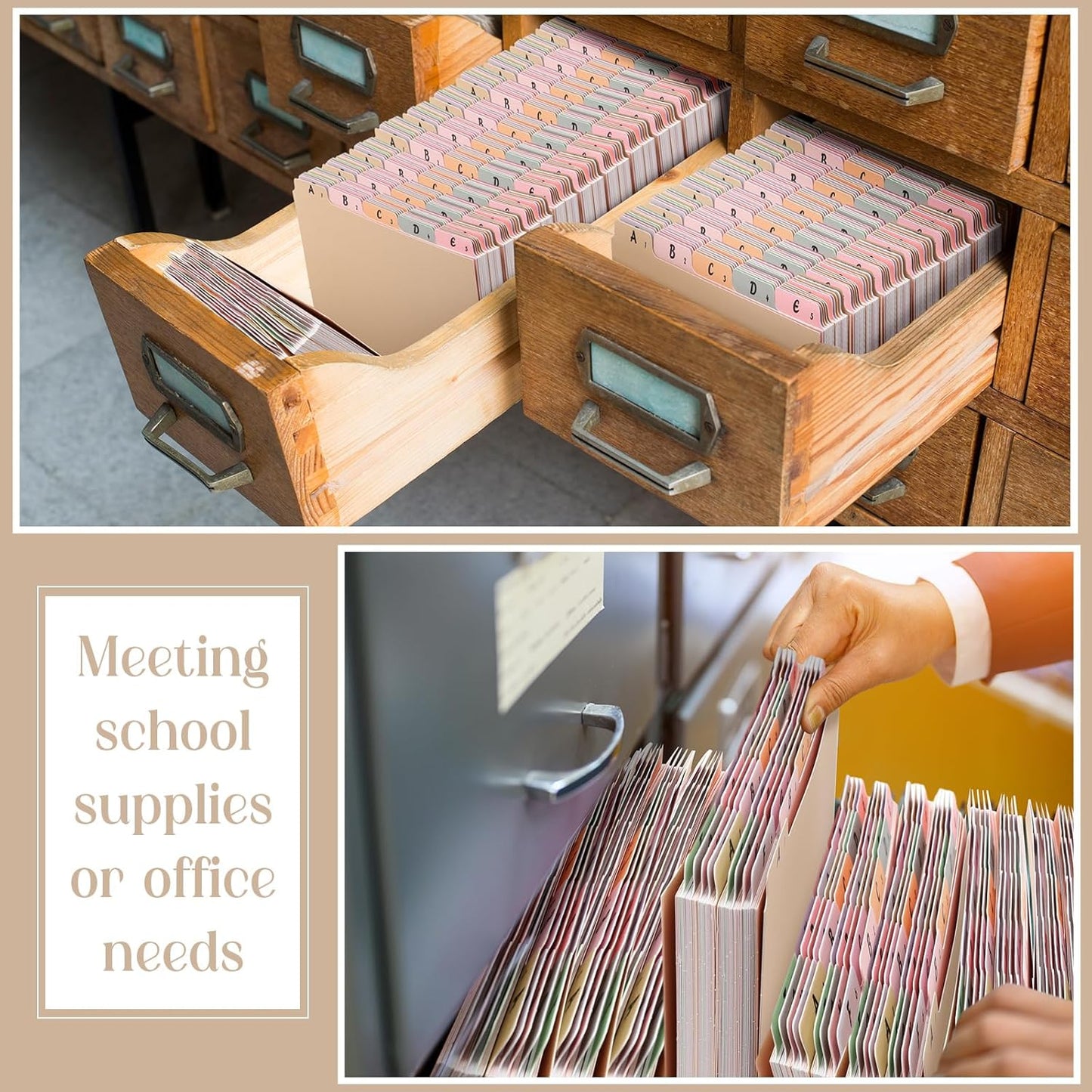 2 Set 50 Pcs Alphabet File Dividers Top Tab File Guides Set, Heavyweight A-z Letter Size Filing Cabinet Dividers 1/5 Cut Tab Desk Organizer for Work School Office(Classic Colors)