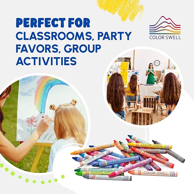 Color Swell Bulk Crayon Packs - 36 Boxes of 24 Vibrant Colored Durable Bulk Crayons of Teacher Quality for Classroom and Home
