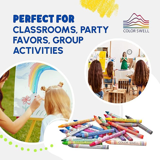 Color Swell Bulk Crayon Packs - 36 Boxes of 24 Vibrant Colored Durable Bulk Crayons of Teacher Quality for Classroom and Home