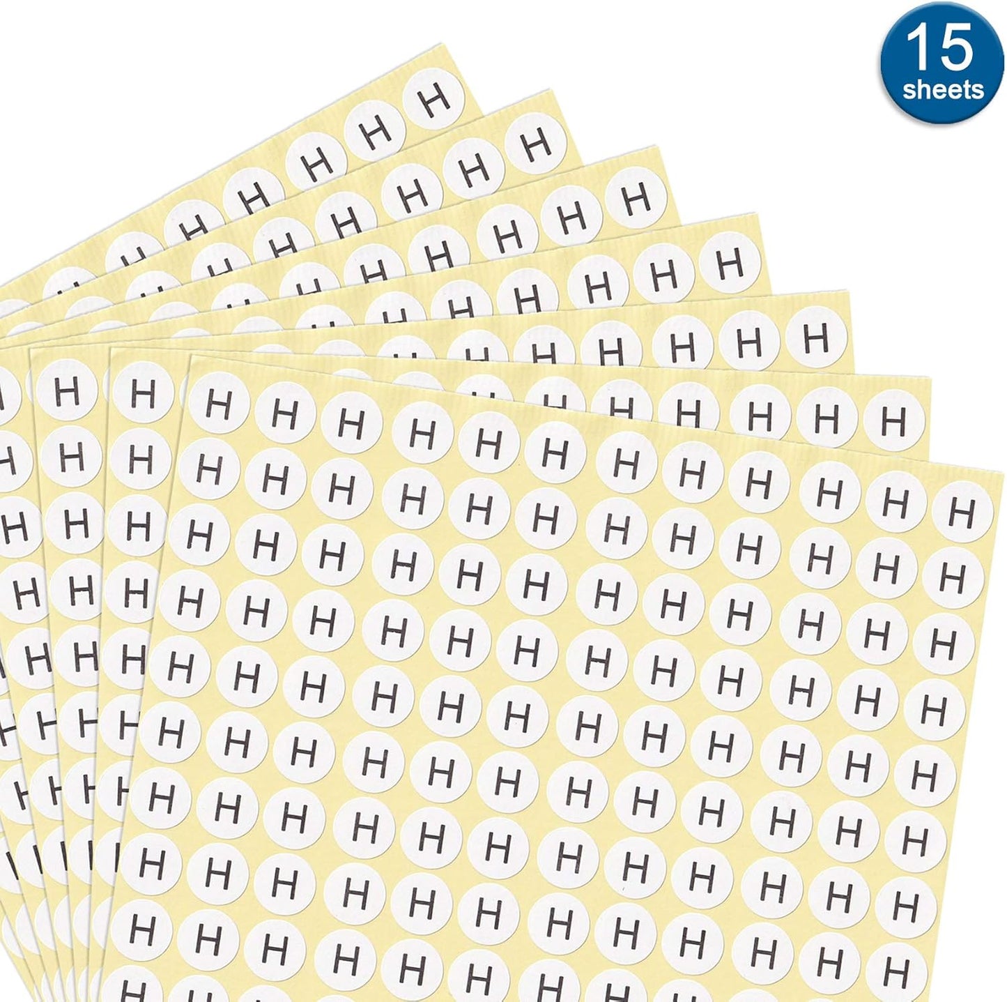 dealzEpic - Alphabet Stickers of The Letter H - Small Round Paper Self-Adhesive Peel and Stick Letter Labels - Set of 15 Sheets
