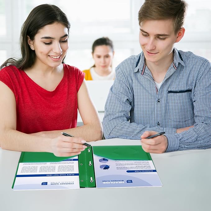 2-Pocket Folders with 3 Prongs,60-Pack Plastic Folders with Pockets and Prong Holds Letter Size Paper, Plastic Pockets Folder for School, Office and Home, Green