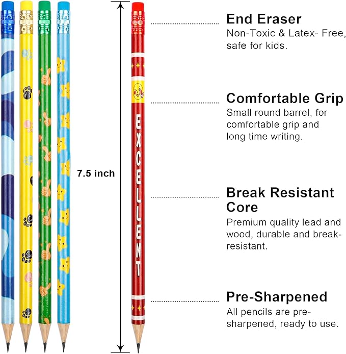 Shuttle Art Assorted Colorful Pencils, 180 Pack Kids Pencil Bulk with 12 Designs, #2 HB, Pre-sharpened Awards and Incentive Pencils for Kids School Home Party, easter pencils bulk