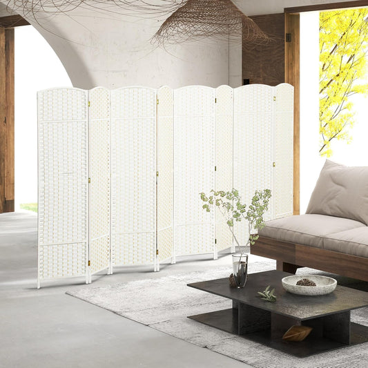 HOMCOM Room Divider, 8 Panel Folding Privacy Screen, 5.6' Tall Freestanding Wall Partition for Home Office, Bedroom, White