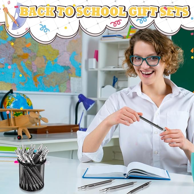 72 Pcs Operation Christmas Items 0.5mm Mechanical Pencils Bulk Set Include Metal Mechanical Pencil HB Lead Refills Erasers for Art Office Classroom Student Writing Drawing(Dark Grey)