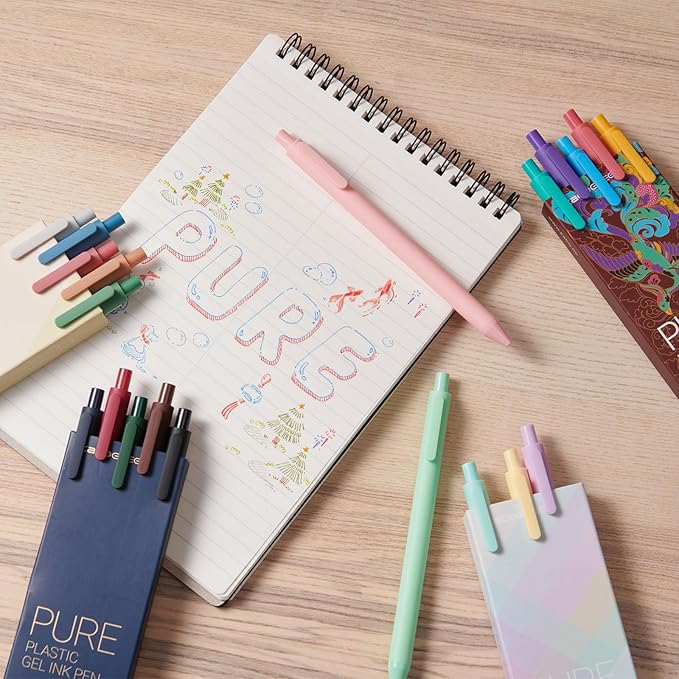 Kaco PURE Colored Gel Pens, 30 Pieces Assorted Color Ink 0.5 mm Fine Point Aesthetic Pens for Journaling Cute Stationery Office Supplies (30 Color Ink Assorted)