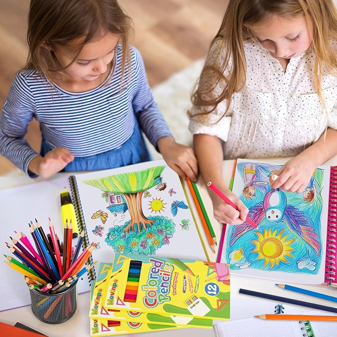 MOVINPE 288 Count Colored Pencils Bulk for Kids Teachers Adults, 24-Box Pre‑Sharpened Colored Pencils 12 Vivid Colors Back to School Supplies Classroom Prizes Coloring Art Supplies