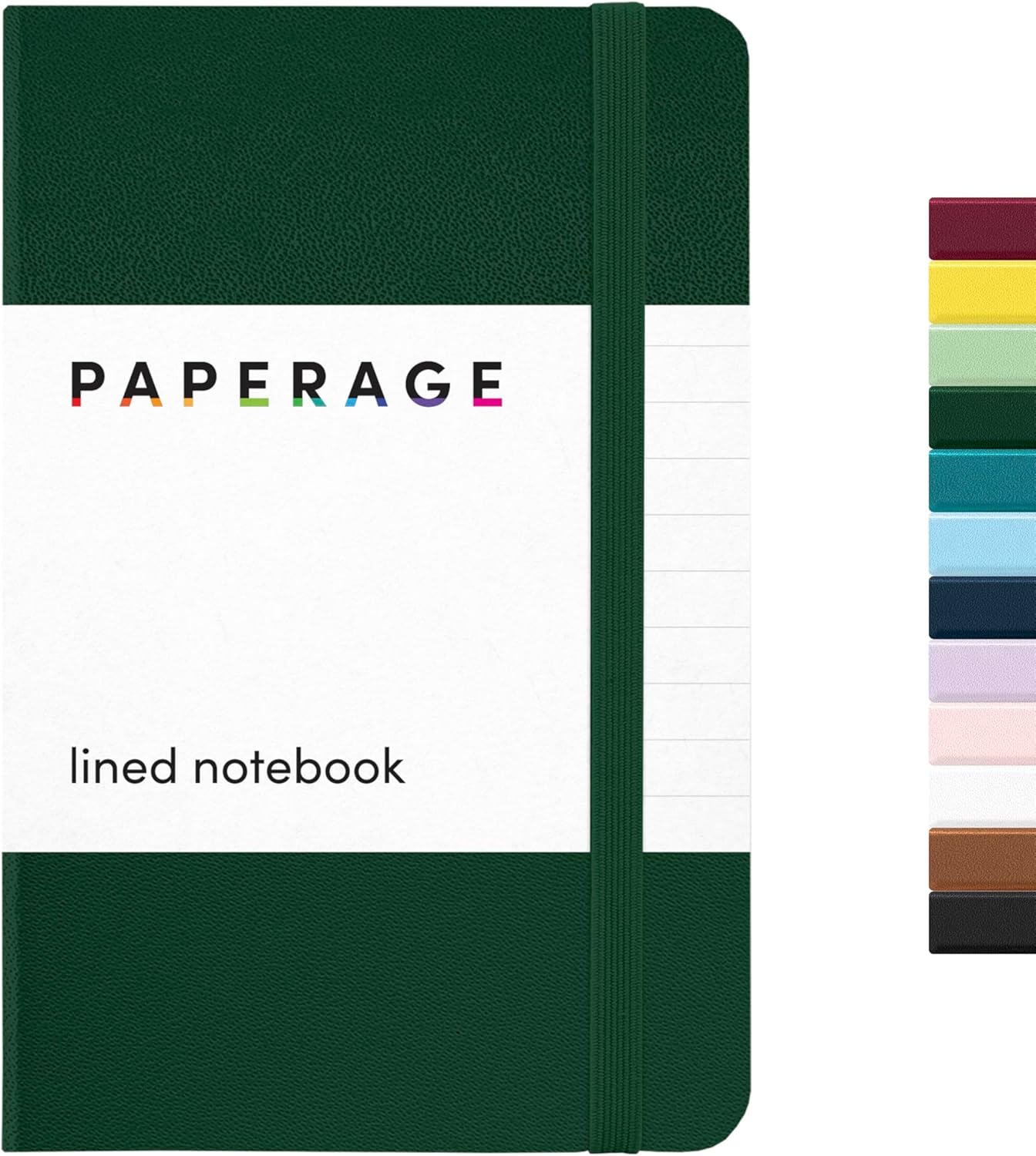 PAPERAGE Lined Pocket Journal Notebook, 1 Pack, (Dark Green), 160 Pages, Small, 3.6 inches x 5.6 inches - 100 GSM Thick Paper, Hardcover