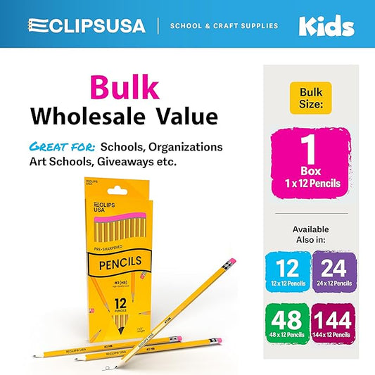 Pre-Sharpened Pencils Bulk, Pencil #2, Number 2 pencils, School Supplies Bulk, Office Supplies Bulk, 12 Pencil Per Box (1 Box)