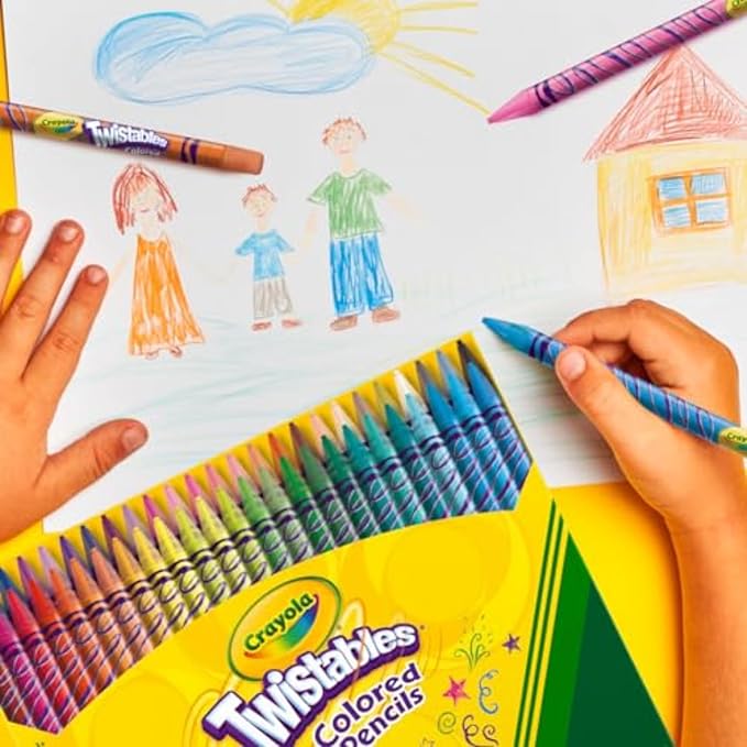 Crayola Twistables Colored Pencil Set for Kids (50ct), No Sharpen Coloring Book Pencils, Essential Classroom Supplies, Cute Back to School Gifts for Kids, 4+
