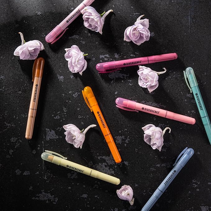 DIVERSEBEE Bible Highlighters and Pens No Bleed, 8 Pack Assorted Colors Gel Highlighters Set, Cute Bible Markers Study Journaling School Supplies and Accessories (Vintage)