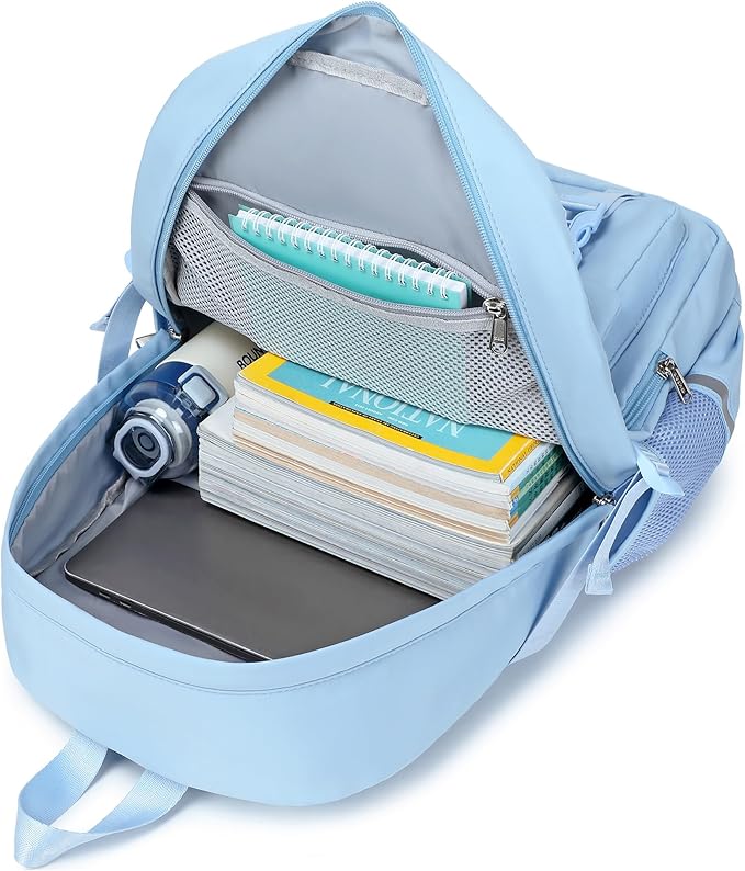 abshoo Big Student Laptop Backpack For College Women Middle High School Teen Girls Bookbag Travel Daypack (Light Blue)