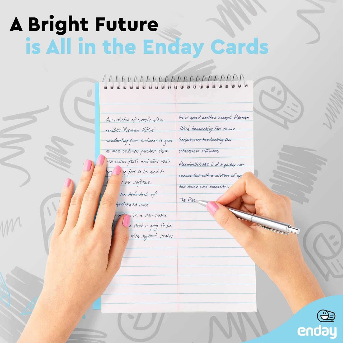 Enday Steno Pads Spiral 6 x 9 inches, Gregg Rule White Paper, 80 Sheets Steno Notebook for writing in Pink, Purple, Green, Blue, Red, Grey, Color May Vary (3 Pack)