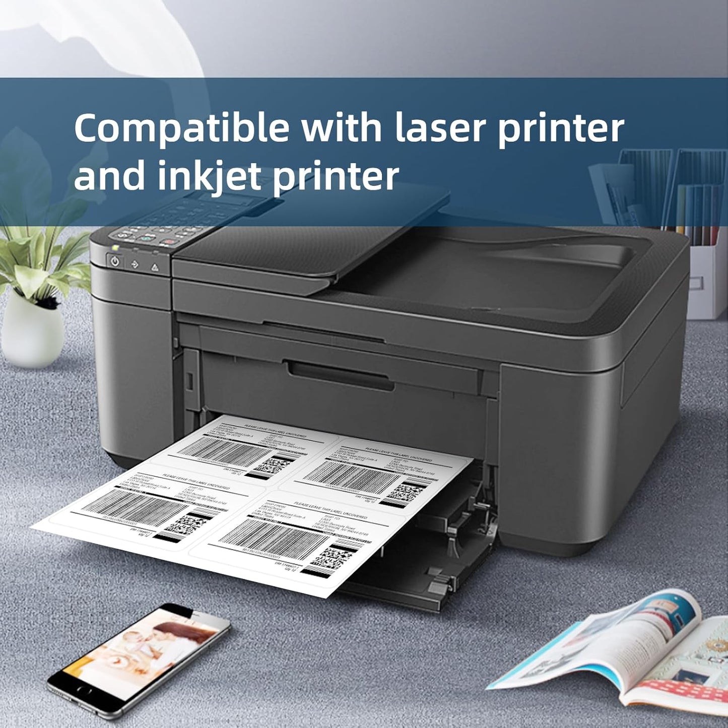 500 Sheets 3000 Pcs 3-1/3 x 4 6 Up Shipping Address Labels for Laser & Inkjet Printers, 3-1/3" x 4" 6 per Sheet Shipping Mailing Stickers, 6 Labels per Page