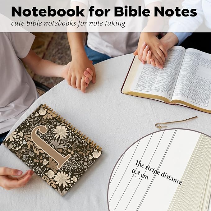 Initial J Personalized Journal Notebook, Boho Floral Journaling Notebooks for Women Girls, Costom Monogrammed Gifts for Women Mom Girls Friends, Letter Spiral Notebook, 5.5x8.3