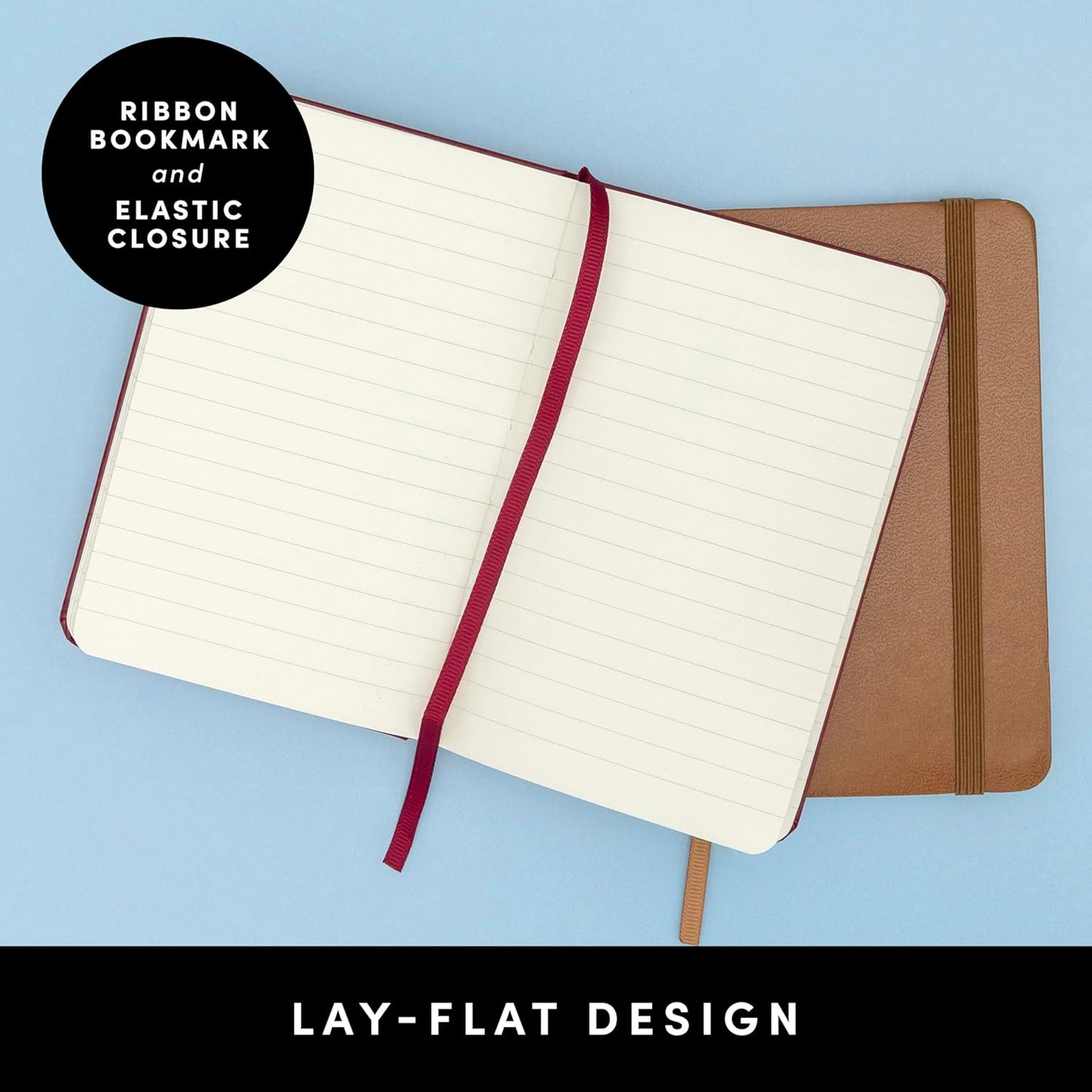 PAPERAGE Lined Pocket Journal Notebook, 2 Pack, (Burgundy), 160 Pages, Small Notebook, 3.6 inches x 5.6 inches - 100 GSM Thick Paper, Hardcover