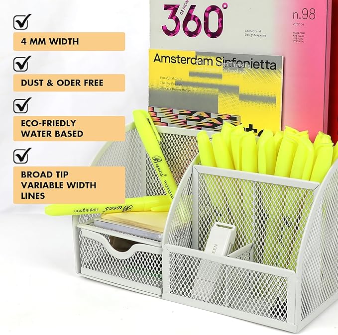 Highlighters Bulk Pack, 108 Count, Chisel Tip,Fluorescent Yellow, suitable for Adults Highlighting Planner Notes, Office School Supplies