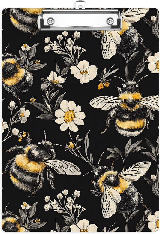 Honeybee White Daisy Plastic Clipboards,Cute Fashion Clipboard Decorative 8.5" x 12.5"Standard A4 Size Clipboards,Acrylic Clipboard for Teacher,Social Worker,Students,Nurse,Office Supplies