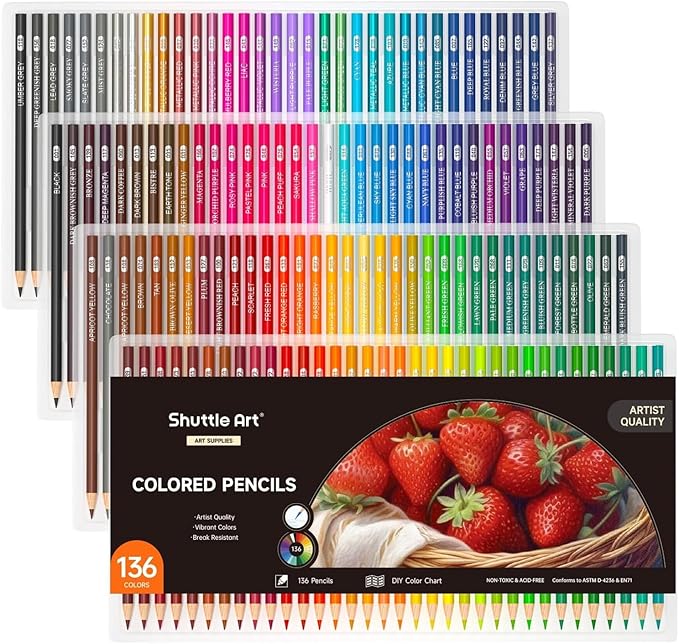 Shuttle Art 136 Coloured Pencils , Soft Core Colouring Pencils Set for Adult Colouring Books, Doodling, Sketching, Drawing, Art Supplies