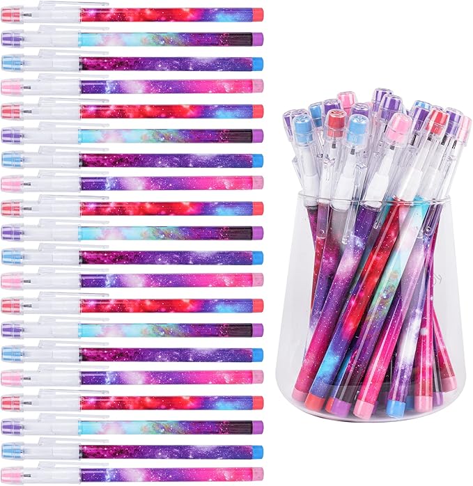 Kolewo4ever Galaxy 48-Piece Multicolor Space Theme Pencils, 0.5mm, Medium Point, Retractable, Non-Sharpening, Comfort Grip, Perfect for School, Home, Office, Gifting, Party Favors