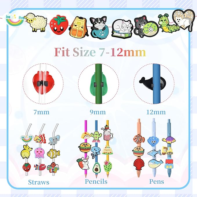 Kaiyuan Dynasty 50pcs Pencil Topper Decorations Random Cute Pencil Topper For Kids Lovely Pencil Clips For Classroom Reward Students School Prize Easter Egg Fillers