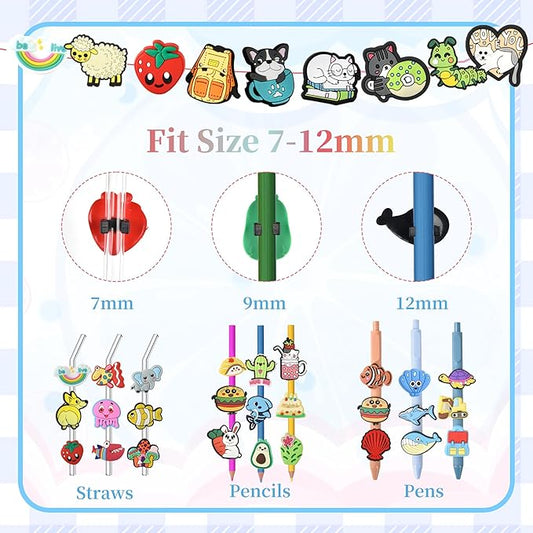 Kaiyuan Dynasty 50pcs Pencil Topper Decorations Random Cute Pencil Topper For Kids Lovely Pencil Clips For Classroom Reward Students School Prize Easter Egg Fillers