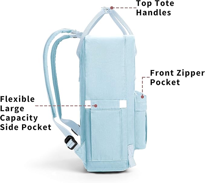 KALIDI Casual Laptop Backpack 15 Inches Classic Camping Rucksack Travel Outdoor Square Daypack College Hiking Gym Bag, Sky Blue