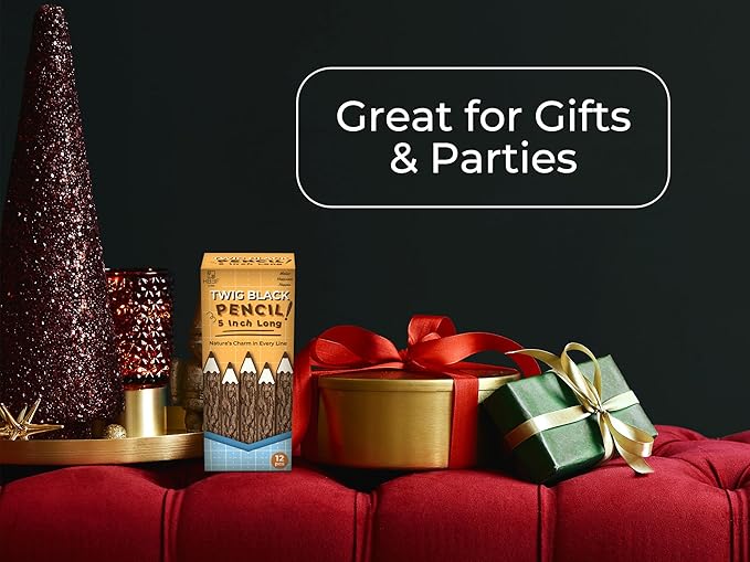 BSIRI Pencil Wood Graphite Wooden Tree Rustic Twig Pencils Birch of 12 Camping Lumberjack Decorations Party Supplies Novelty Gifts Bark Pencils Gifts for Kids in Classroom