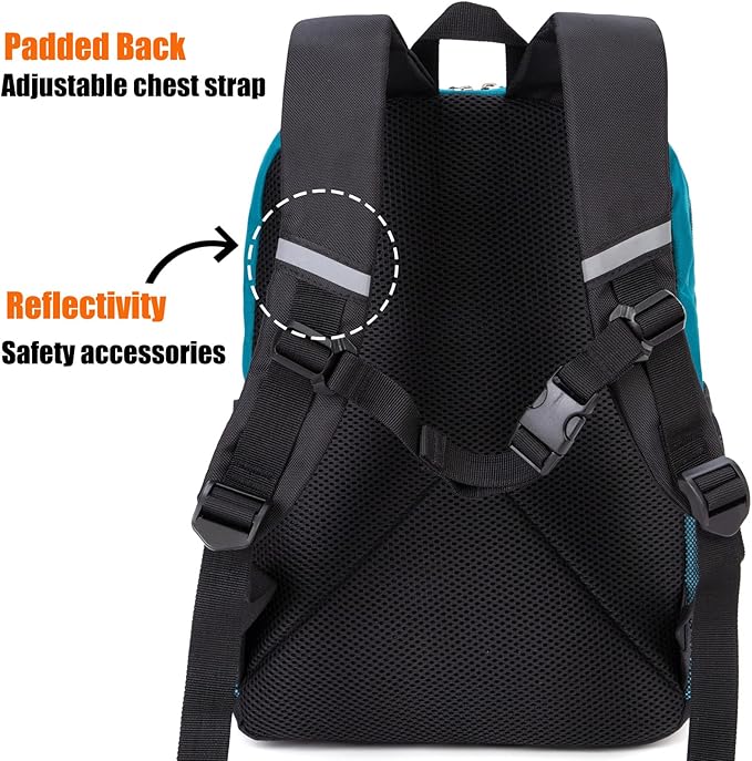 HawLander Little Kids Backpack for Boys Toddler School Bag Fits 3 to 6 years old, 15 inch, Blue Green