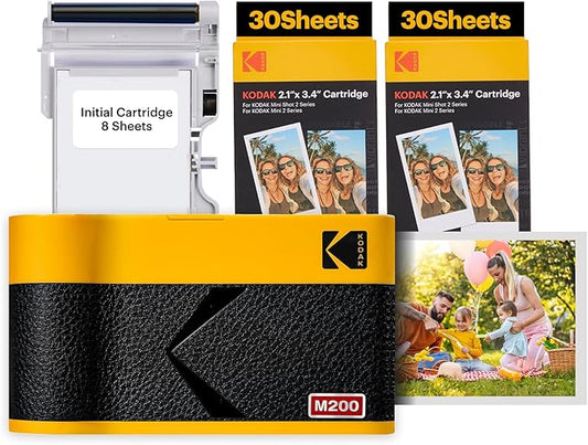KODAK Mini 2 ERA 4PASS Portable Photo Printer (Yellow, Printer + Initial 8 Sheets + 60 Sheets)