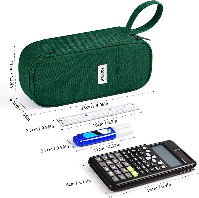 Large Pencil Case Pouch for Girls Boy Women Men Adults, Big Capacity Canvas Pencil Bag, Office College School Multi Compartment Zipper Stationery Pen Bag