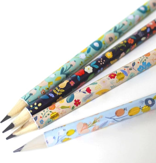 Channie's Number 2 Floral Pencil Set, Colorful Pencils with Cute Floral Design for Sketching, Writing, or Drawing, Pack of 12 Pre-Sharpened Flower Pencils for Girls and Women