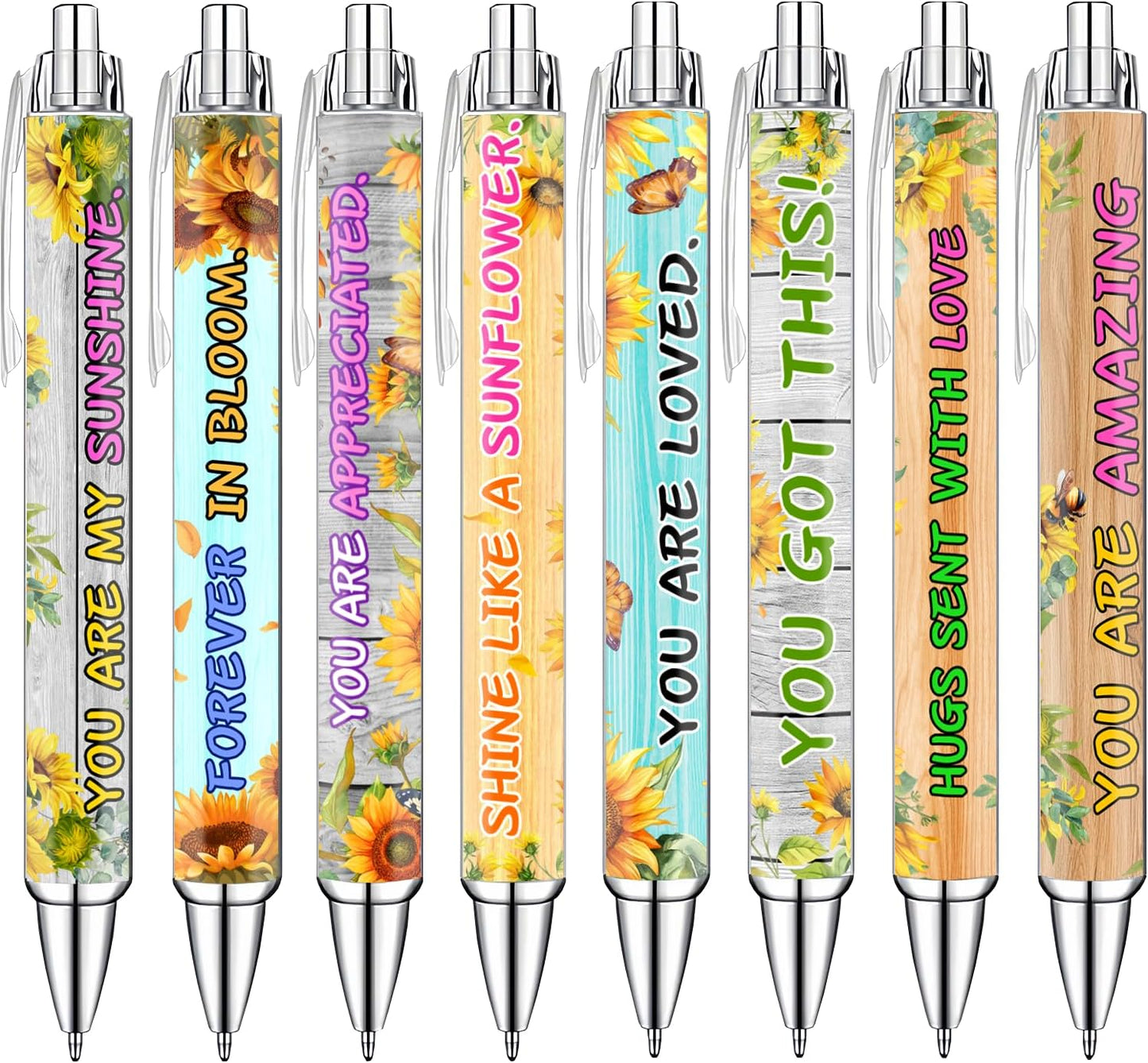 Idealmuzik Sunflower Pens Set – Bright Sunshine -Themed Ballpoint Pens for Girls, Teachers, and Flower Lovers – Smooth Writing Stationery for School, Office, or Journaling – Gift for Women