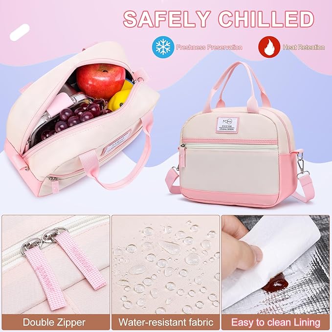 MOMUVO School Backpack Set for Girls,3pcs Bookbag with Lunch Box Pencil Case Kids School Bag Set